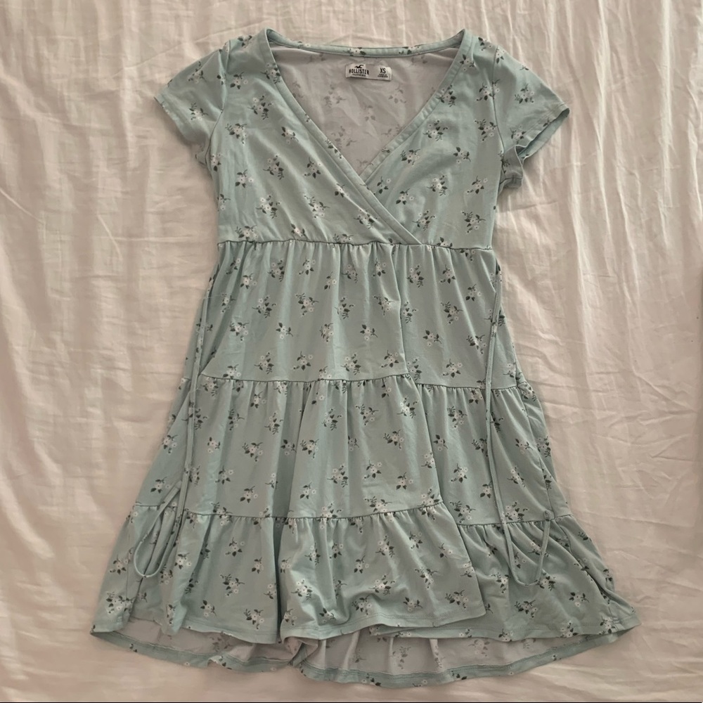 Hollister Green Blue Floral Mini Dress: Size XS